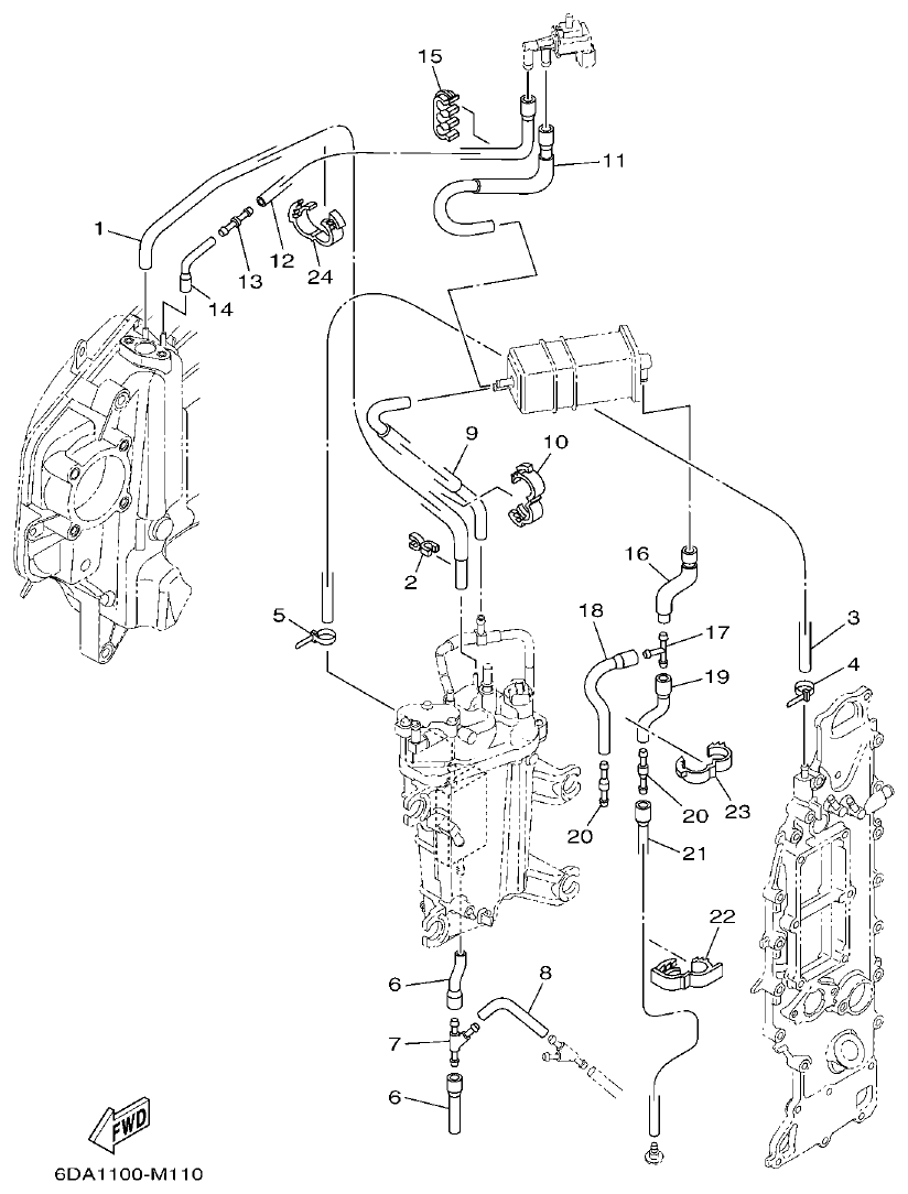 Yamaha F200FET, FL200FET INTAKE 3 parts diagram